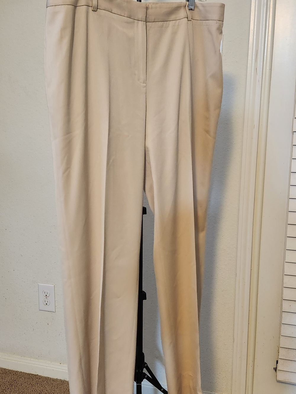 Anne Klein Beige Straight-Leg Dress Trousers